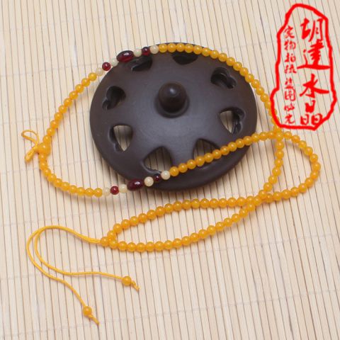【天然琥珀血珀金珀鸡油黄蜜蜡配链 吊坠挂链 挂绳 项链 和田玉配绳】